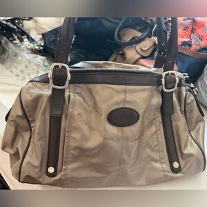 Tod’s Brown and Beige Coated Canvas Bag